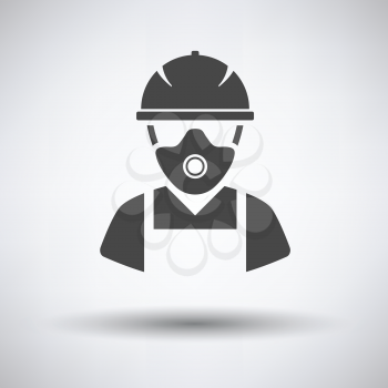Repair worker icon on gray background, round shadow. Vector illustration.