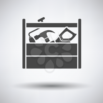 Retro tool box icon on gray background, round shadow. Vector illustration.