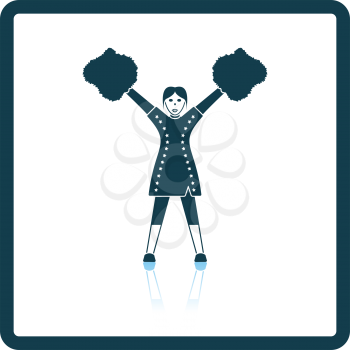 American football cheerleader girl icon. Shadow reflection design. Vector illustration.