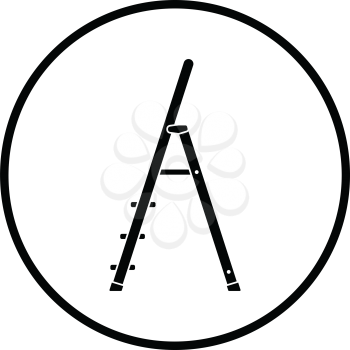 Construction ladder icon. Thin circle design. Vector illustration.