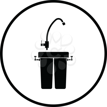 Water filter icon. Thin circle design. Vector illustration.