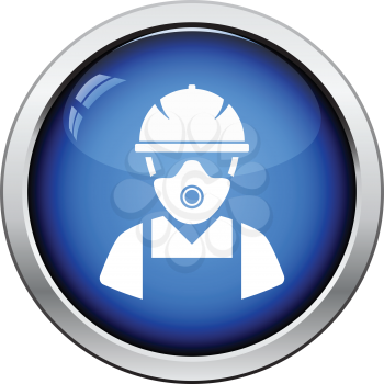Repair worker icon. Glossy button design. Vector illustration.