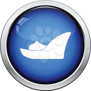 Platform shoe icon. Glossy button design. Vector illustration.