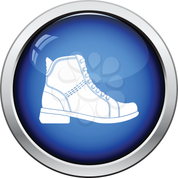 Woman boot icon. Glossy button design. Vector illustration.