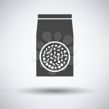 Packet of dog food icon on gray background with round shadow. Vector illustration.