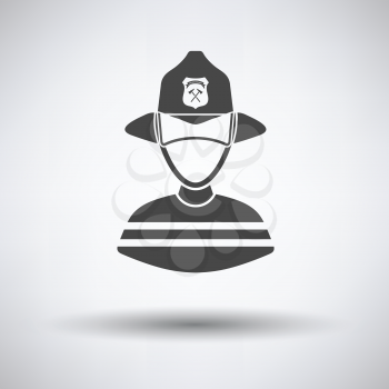 Fireman icon on gray background with round shadow. Vector illustration.