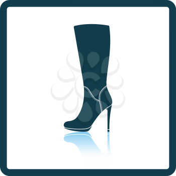 Autumn woman high heel boot icon. Shadow reflection design. Vector illustration.