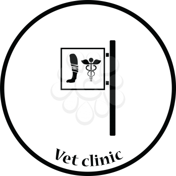 Vet clinic icon. Thin circle design. Vector illustration.