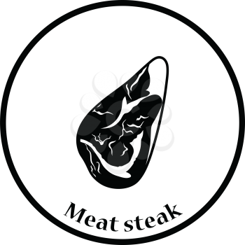 Meat steak icon. Thin circle design. Vector illustration.