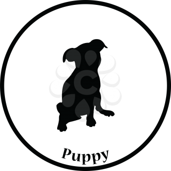Puppy icon. Thin circle design. Vector illustration.