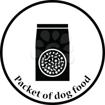 Packet of dog food icon. Thin circle design. Vector illustration.
