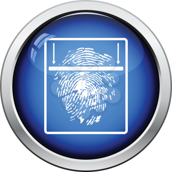 Fingerprint scan icon. Glossy button design. Vector illustration.