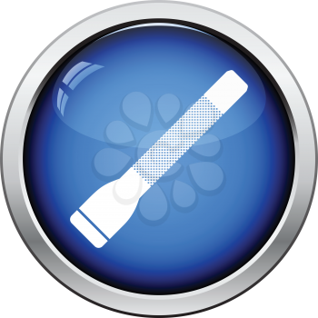Police flashlight icon. Glossy button design. Vector illustration.