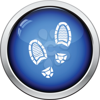 Man footprint icon. Glossy button design. Vector illustration.