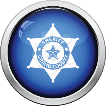 Sheriff badge icon. Glossy button design. Vector illustration.