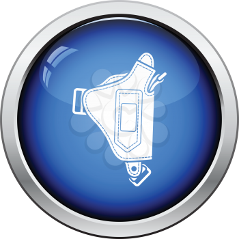 Police holster gun icon. Glossy button design. Vector illustration.