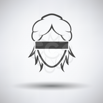 Femida head icon on gray background with round shadow. Vector illustration.