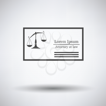 Lawyer business card icon on gray background with round shadow. Vector illustration.