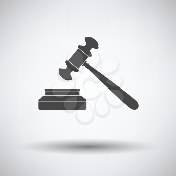 Judge hammer icon on gray background with round shadow. Vector illustration.