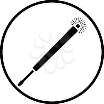 Electricity test screwdriver icon. Thin circle design. Vector illustration.