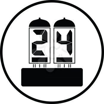 Electric numeral lamp icon. Thin circle design. Vector illustration.