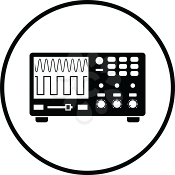 Oscilloscope icon. Thin circle design. Vector illustration.