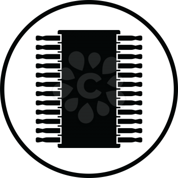 Chip icon. Thin circle design. Vector illustration.