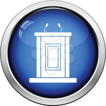 Witness stand icon. Glossy button design. Vector illustration.