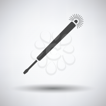 Electricity test screwdriver icon on gray background with round shadow.  Vector illustration.