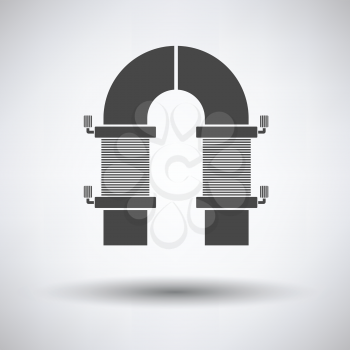 Electric magnet icon on gray background with round shadow. Vector illustration.