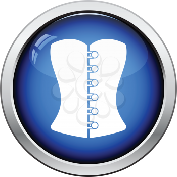 Sexy corset icon. Glossy button design. Vector illustration.