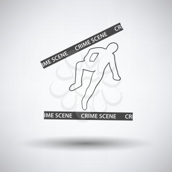 Crime scene icon on gray background with round shadow. Vector illustration.