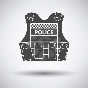 Police vest icon on gray background with round shadow. Vector illustration.