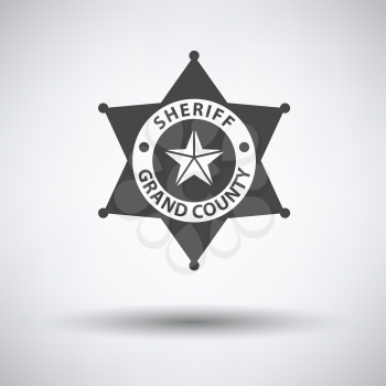 Sheriff badge icon on gray background with round shadow. Vector illustration.