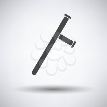 Police baton icon on gray background with round shadow. Vector illustration.