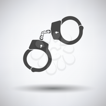 Police handcuff icon on gray background with round shadow. Vector illustration.