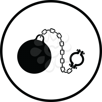 Fetter with ball icon. Thin circle design. Vector illustration.