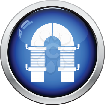 Electric magnet icon. Glossy button design. Vector illustration.