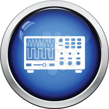 Oscilloscope icon. Glossy button design. Vector illustration.