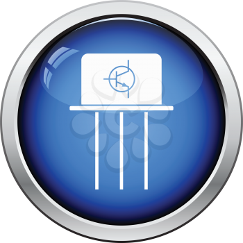 Transistor icon. Glossy button design. Vector illustration.