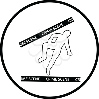 Crime scene icon. Thin circle design. Vector illustration.
