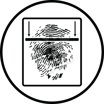 Fingerprint scan icon. Thin circle design. Vector illustration.