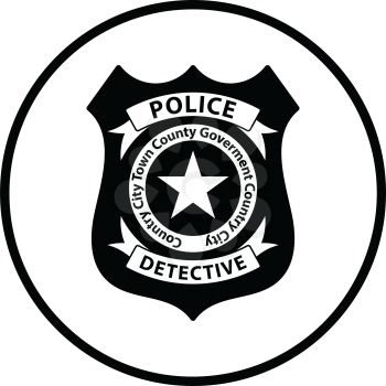 Police badge icon. Thin circle design. Vector illustration.