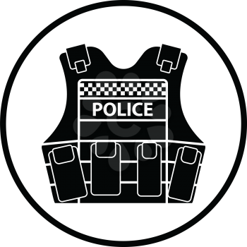 Police vest icon. Thin circle design. Vector illustration.