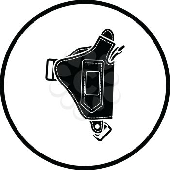 Police holster gun icon. Thin circle design. Vector illustration.