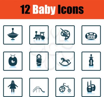 Set of baby icons. Shadow reflection design. Vector illustration.