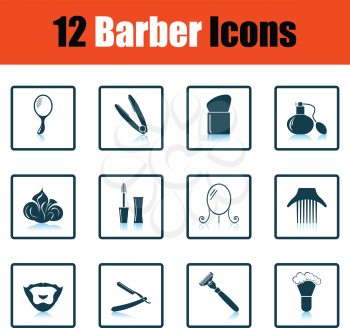 Barber icon set. Shadow reflection design. Vector illustration.