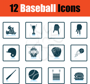 Baseball icon set. Shadow reflection design. Vector illustration.