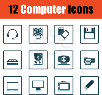 Set of computer icons. Shadow reflection design. Vector illustration.