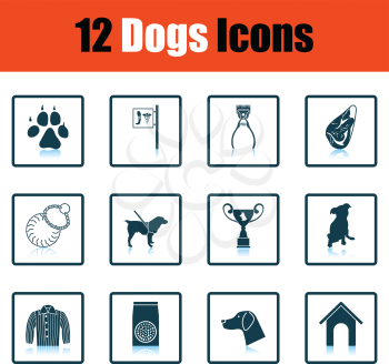 Set of dog breeding icons. Shadow reflection design. Vector illustration.